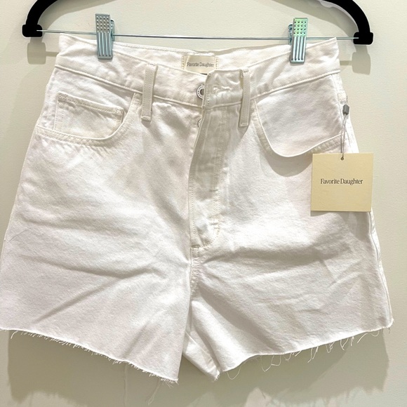 New $148 FAVORITE DAUGHTER The Caroline high rise 4” denim shorts white 26 - Picture 1 of 5
